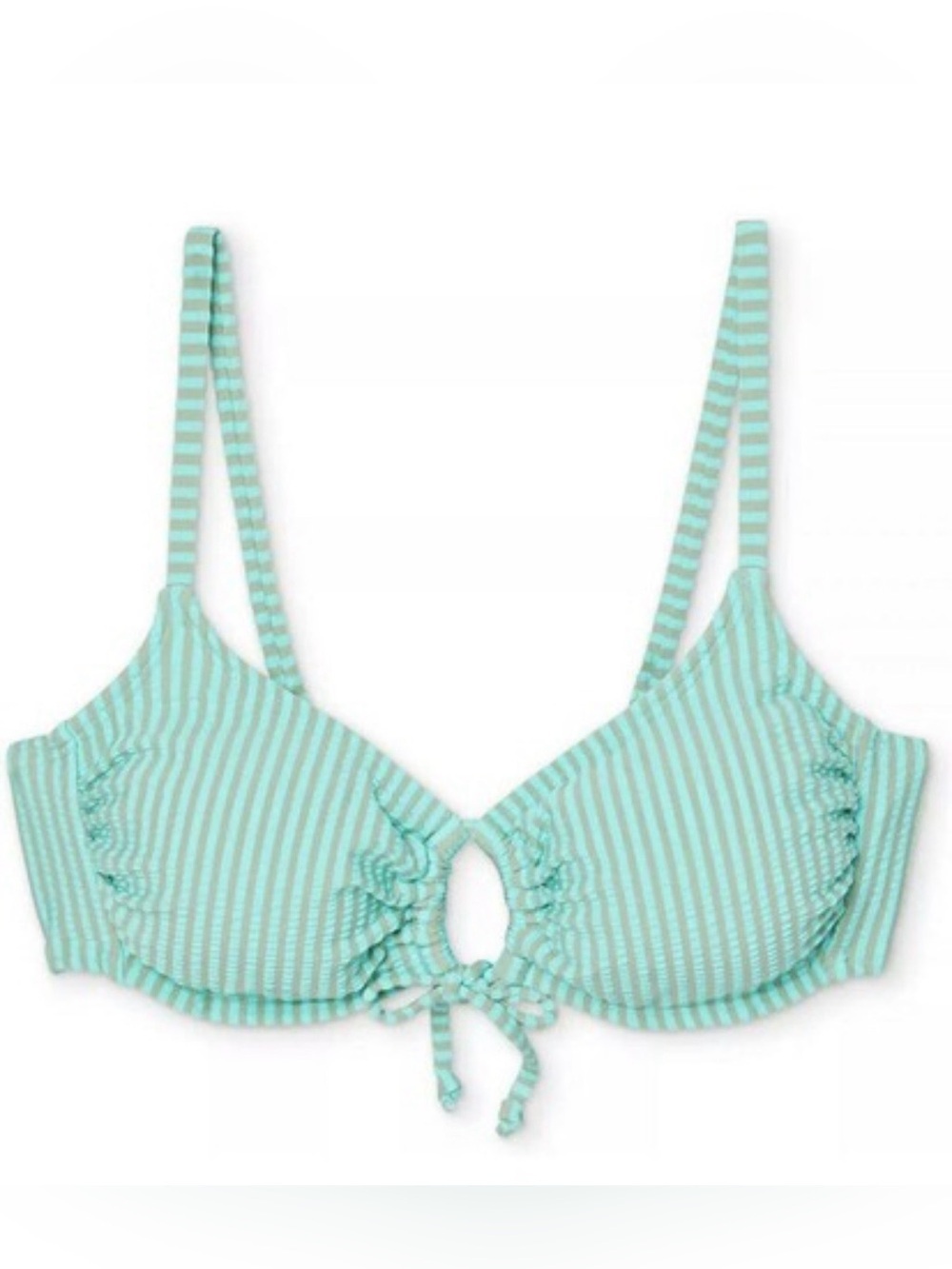Xhilaration Mint Green Striped Tie-Front Bikini Top Sz Sm